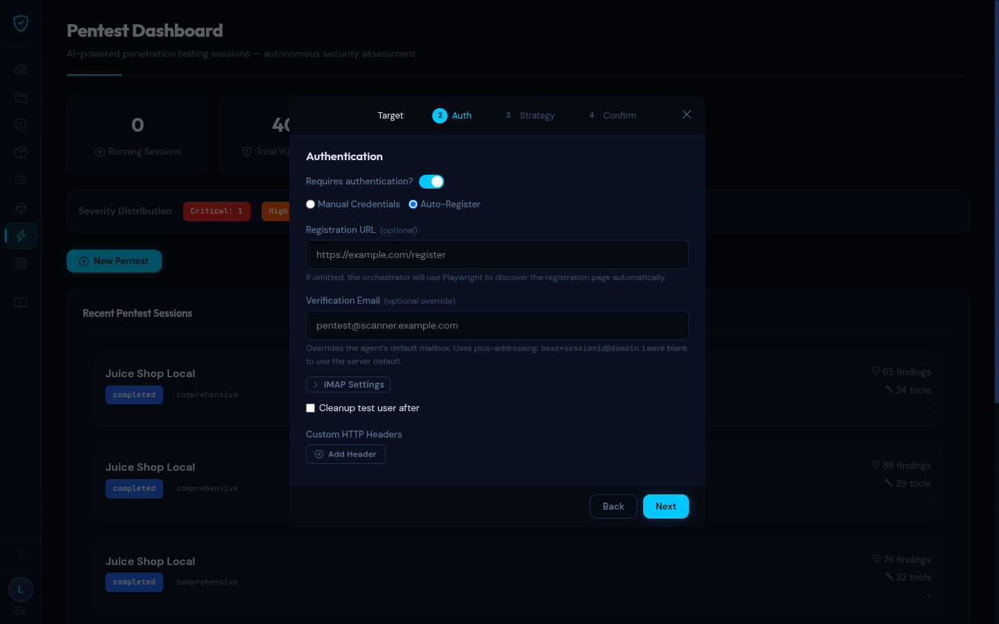 Wizard Step 2 — Auth